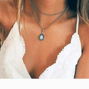 New. Opal Silver Pendant Necklace.